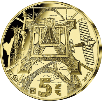 フランス 2023年 ギュスターヴ・エッフェル没後100周年 5ユーロ金貨 プルーフ