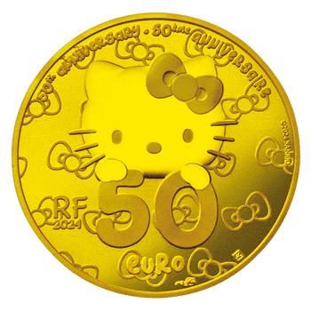 フランス 2024年 ハローキティ50周年公式記念コイン ＜D＞フランス 50ユーロ金貨 プルーフ