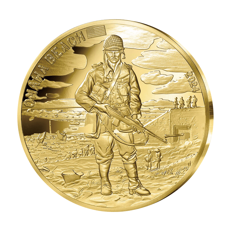 フランス 2024年 ノルマンディー上陸作戦決行80周年 アメリカ軍 オマハ・ビーチ 50ユーロ金貨 1/4オンス プルーフ | オンラインショップ  | 泰星コイン株式会社