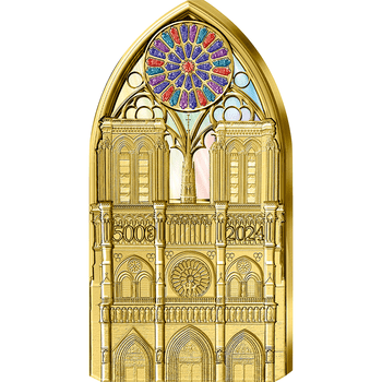 フランス 2024年 ノートルダム大聖堂の再建 (アーチ型/NFCチップ搭載) 5000ユーロカラー金貨 1キロ プルーフ