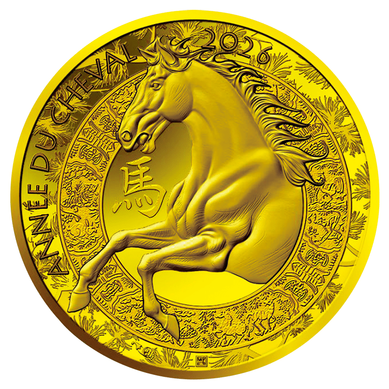 A＞ フランス 2026年 午年馬図記念コイン 500ユーロ金貨