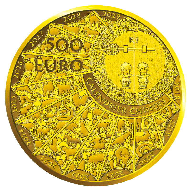 A＞ フランス 2026年 午年馬図記念コイン 500ユーロ金貨 リバース