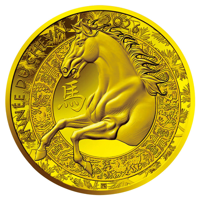 F＞ フランス 2026年 午年馬図記念コイン 50ユーロ金貨 プルーフ