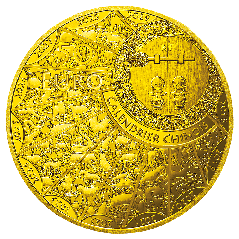 F＞ フランス 2026年 午年馬図記念コイン 50ユーロ金貨 プルーフ