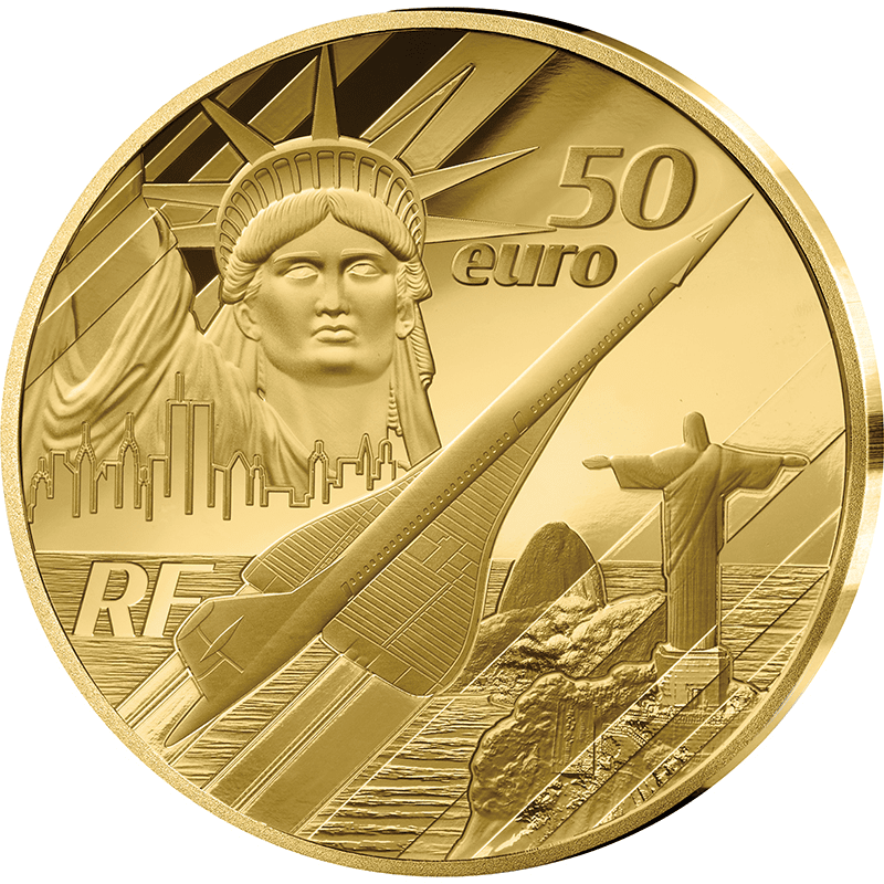 フランス 2026年 コンコルド商業飛行50周年 50ユーロ金貨 プルーフ