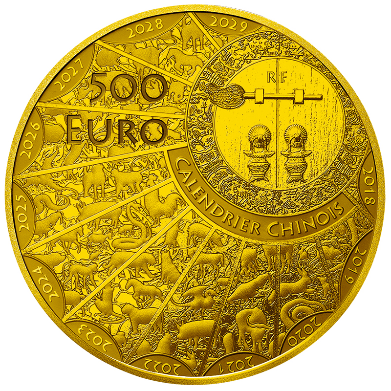 A＞ フランス 2027年 未年羊図記念コイン 500ユーロ金貨 リバース