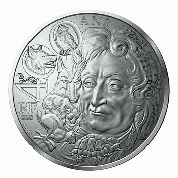 フランス 2021年 偉大な作家シリーズ ジャン・ド・ラ・フォンテーヌ 10ユーロ銀貨 未使用