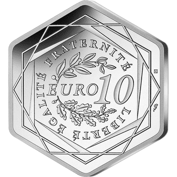 フランス 2022年 オリンピック・パラリンピック競技大会 パリ2024 公式記念コイン 第2貨 ジーニーとエトワール凱旋門 10ユーロ六角形銀貨 未使用