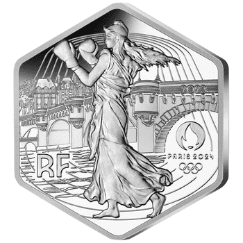 フランス 2023年 オリンピック・パラリンピック競技大会 パリ2024 公式記念コイン 第3貨 種を蒔く人とポンヌフ 10ユーロ六角形銀貨 未使用