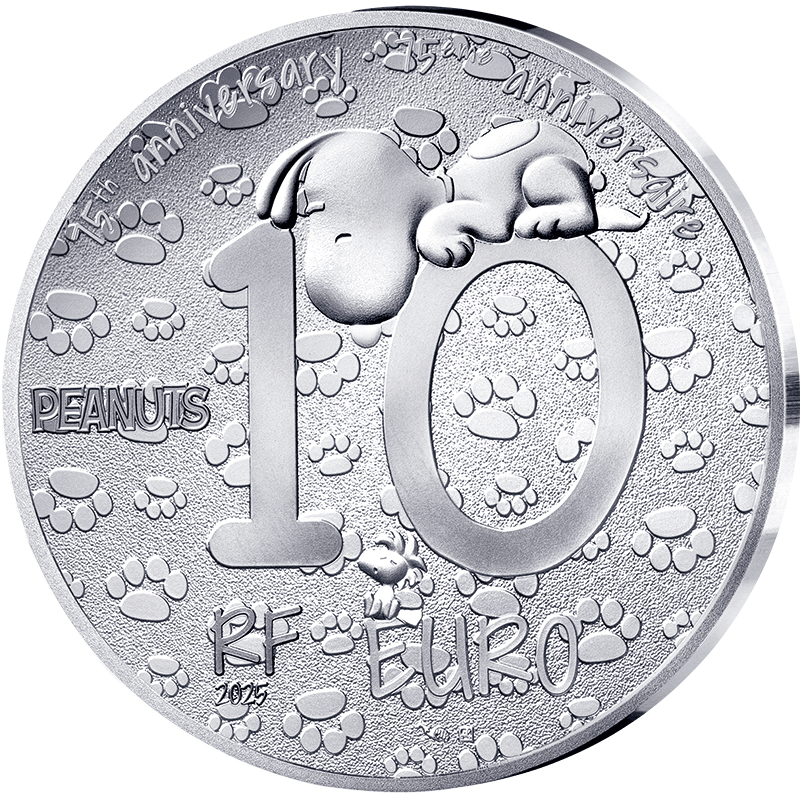 スヌーピー　銀コイン フランス 2025年 ピーナッツ75周年 ＜スヌーピーとエッフェル塔