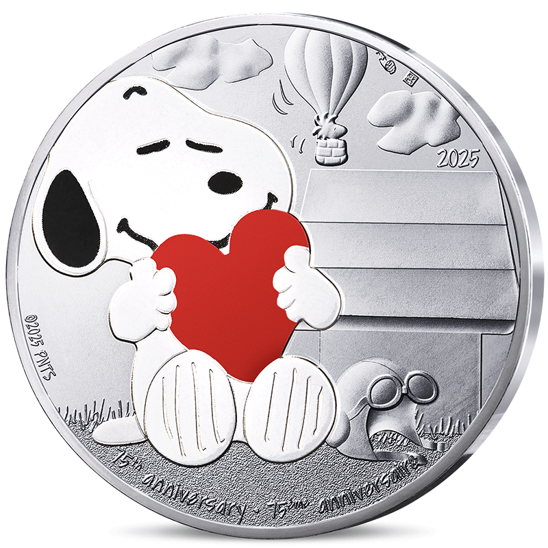 フランス 2025年 ピーナッツ75周年 ＜スヌーピーとハート＞ 10ユーロ