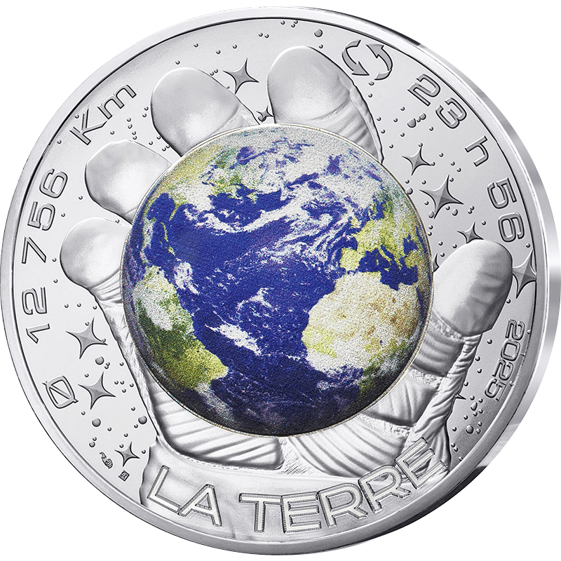 フランス 2025年 トマ・ペスケと宇宙の旅 地球 100ユーロカラー銀貨 未
