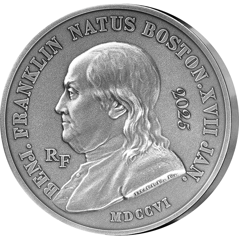 外国銀貨　アメリカ銀貨　一括 供給元問合せ】 フランス 2025年 アメリカ独立の歴史 ベンジャミン