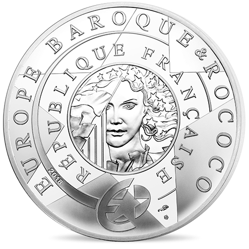 フランス 2018年 エウロパシリーズ ヨーロピアン・プログラム バロックとロココ 10ユーロ銀貨金メッキ付 プルーフ