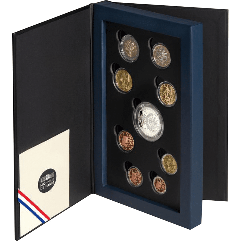 フランス 2022年 ユーロ導入20周年 記念銀貨入通常貨9種プルーフセット