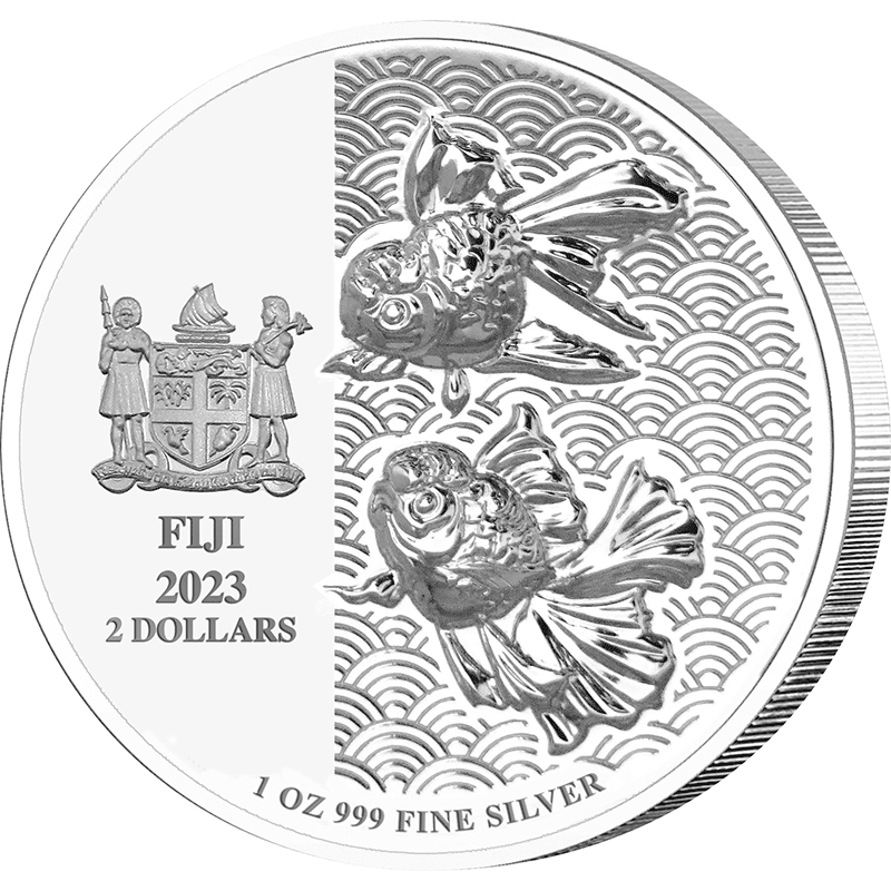 フィジー 2023年 幸運の金魚 2ドル銀貨 プルーフ(ハイレリーフ 