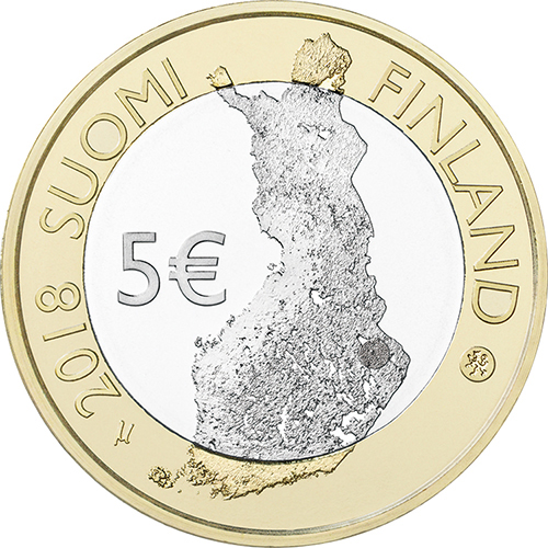 フィンランド 2018年 フィンランドの風景シリーズ コリ 5ユーロバイメタル貨 プルーフ