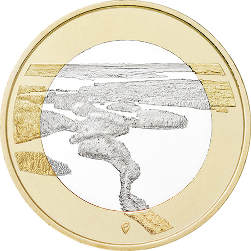 フィンランド 2018年 フィンランドの風景シリーズ プンカハリュ 5ユーロバイメタル貨 プルーフ