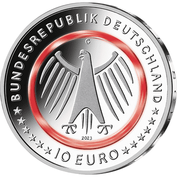 ドイツ 2023年 社会奉仕シリーズ 「消防士」 10ユーロ白銅貨ポリマーリング付 プルーフライク