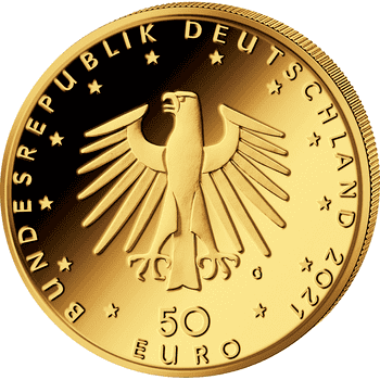 ドイツ 2021年 ドイツの楽器シリーズ 「ティンパニ」 50ユーロ金貨 未使用