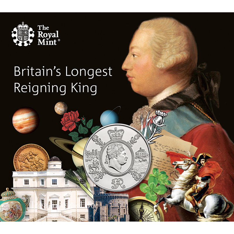 英国 2020年 ジョージ3世没後200周年 5ポンド白銅貨 未使用