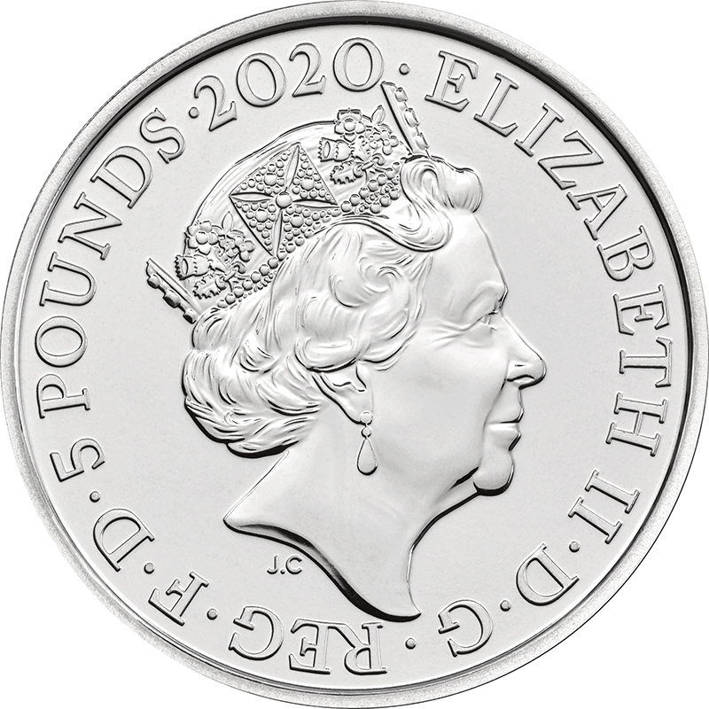 英国 2020年 ウィリアム・ワーズワース生誕250周年 5ポンド白銅貨 未使用