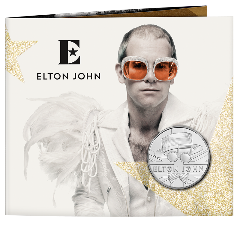 英国 2020年 伝説のミュージシャン エルトン・ジョン 5ポンド白銅貨 未 