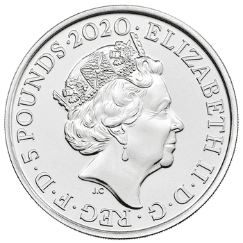英国 2020年 伝説のミュージシャン デヴィッド・ボウイ 5ポンド白銅貨 未使用