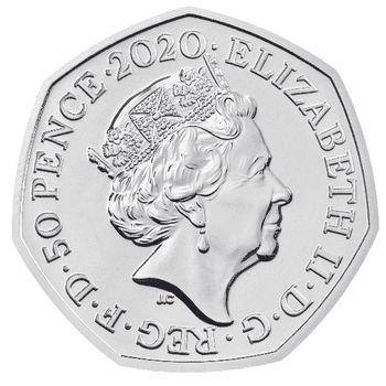英国 2020年 スノーマン(TM) 50ペンス白銅貨 未使用