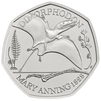 英国 2021年 恐竜シリーズ 最終貨 ディモルフォドン 50ペンス白銅貨 未使用