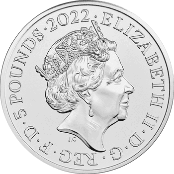 英国 2022年 女王エリザベス2世治世シリーズ 奉仕と支援 5ポンド白銅貨 未使用