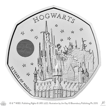 英国 2023年 ハリー・ポッター出版25周年 最終貨 ホグワーツ魔法魔術学校 50ペンス白銅貨 未使用