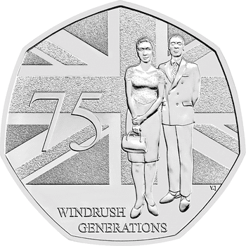 【供給元問合せ】英国 2023年 ウィンドラッシュ号来航75周年 50ペンス白銅貨 未使用