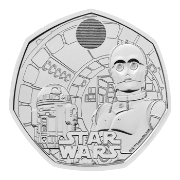 【供給元問合せ】英国 2023年 スター・ウォーズ(TM) R2-D2 & C-3PO 50ペンス白銅貨 未使用