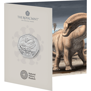 英国 2024年 恐竜シリーズ 最終貨 ディプロドクス 50ペンス白銅貨 未使用