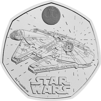英国 2024年 スター・ウォーズ ミレニアム・ファルコン 50ペンス白銅貨 未使用