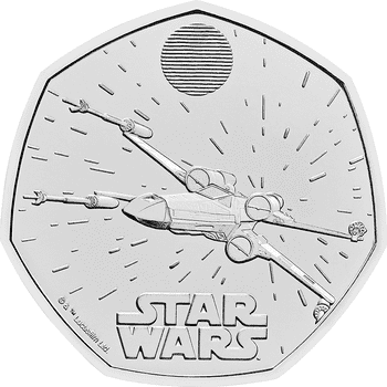 英国 2024年 スター・ウォーズ Xウイング 50ペンス白銅貨 未使用