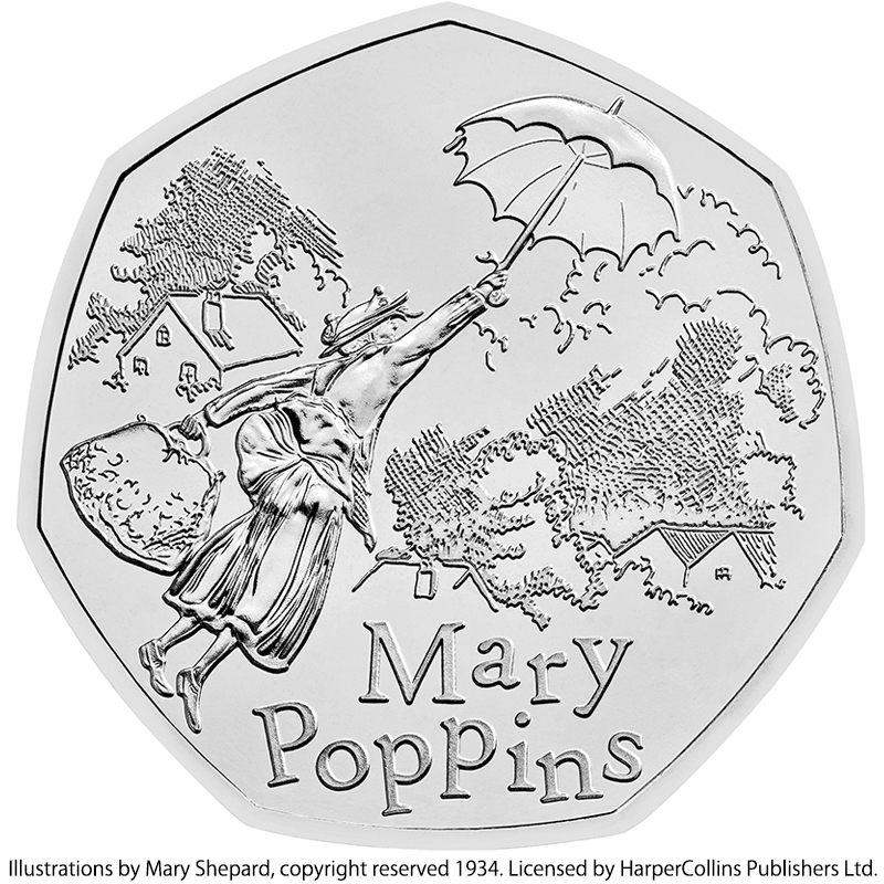 英国 2025年 メアリー・ポピンズ 50ペンス白銅貨 未使用 | オンライン