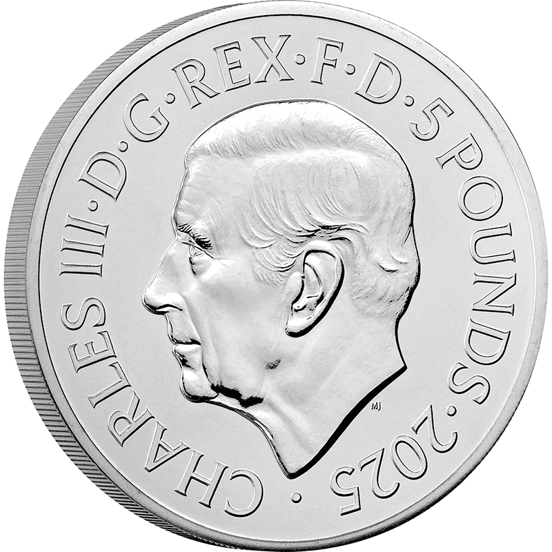 英国 2025年 国王チャールズ3世の紋章 5ポンド白銅貨 未使用