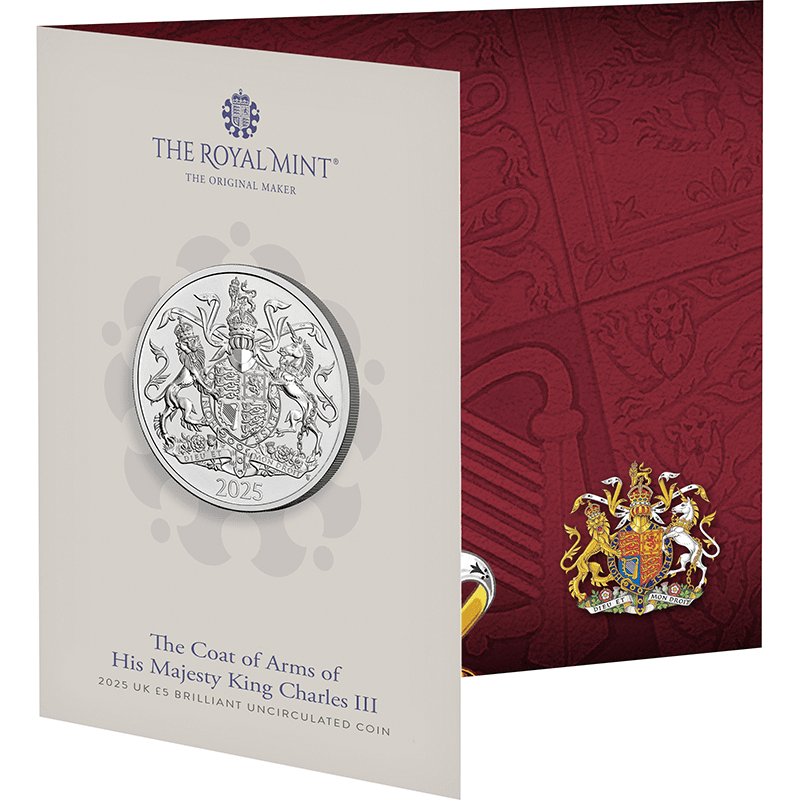 英国 2025年 国王チャールズ3世の紋章 5ポンド白銅貨 未使用