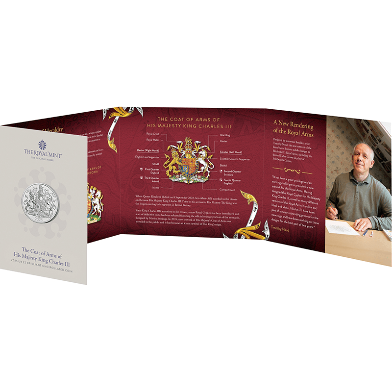 英国 2025年 国王チャールズ3世の紋章 5ポンド白銅貨 未使用
