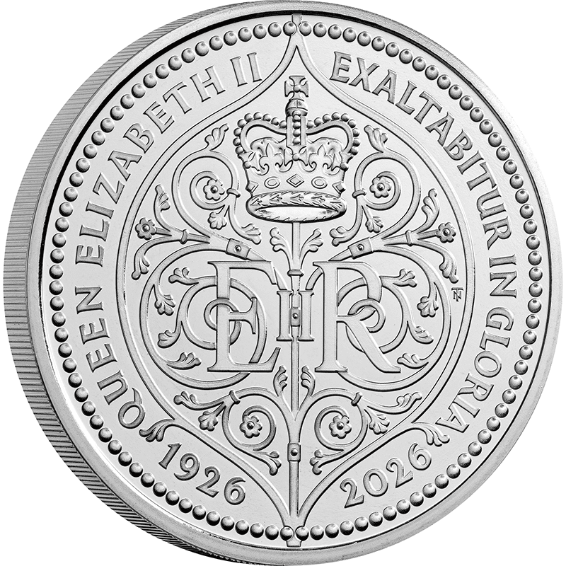 英国 2026年 エリザベス2世生誕100周年 5ポンド白銅貨 未使用