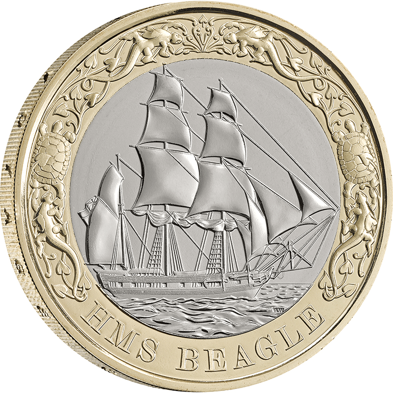 英国 2026年 HMSビーグル航海200周年 2ポンド複合貨 未使用