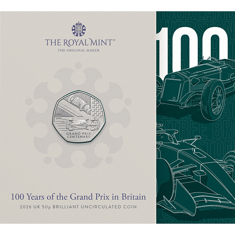 英国 2026年 イギリスグランプリ100周年 50ペンス白銅貨 未使用