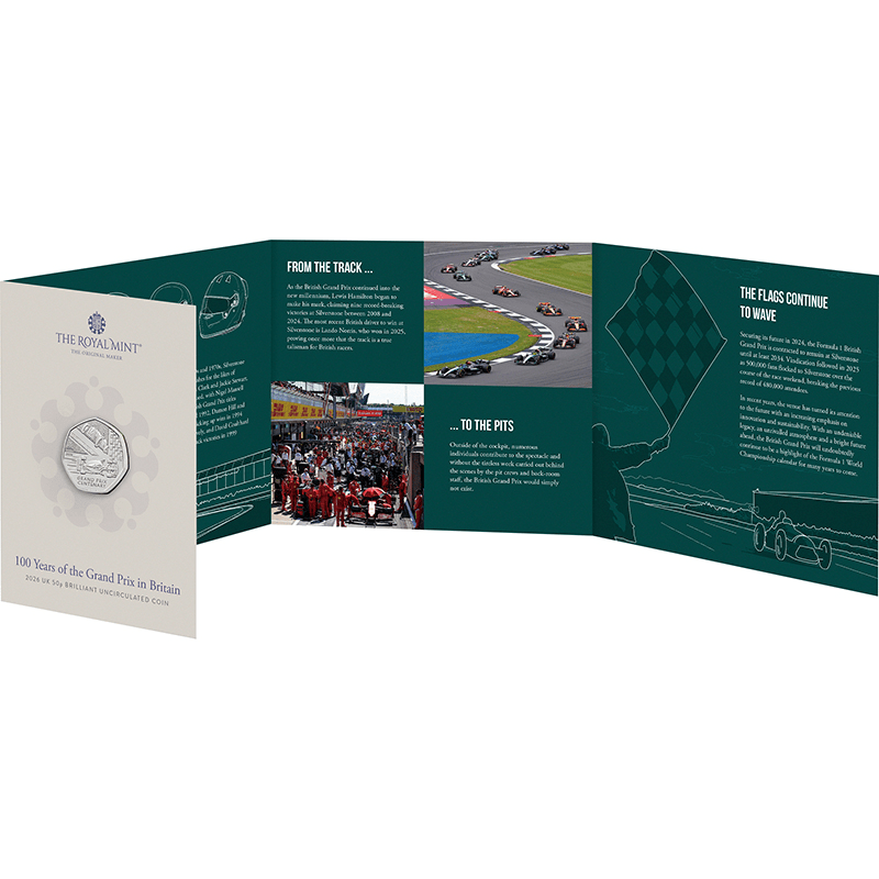 英国 2026年 イギリスグランプリ100周年 50ペンス白銅貨 未使用