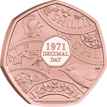 英国 2021年 十進法導入50周年 50ペンス金貨 プルーフ