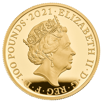 英国 2021年 不思議の国のアリス 100ポンド金貨 プルーフ