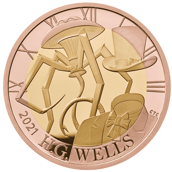 英国 2021年 H・G・ウェルズの生涯と作品 2ポンド2色金貨 プルーフ