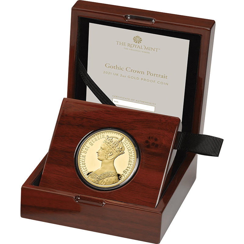 英国 21年 偉大な彫刻師 ウィリアム ワイオン作 ゴシック クラウン ヴィクトリア女王肖像画 0ポンド金貨 2オンス プルーフ オンラインショップ 泰星コイン株式会社