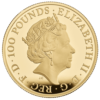 英国 2021年 テューダー家紋章の獣コレクション シーモアの豹 100ポンド金貨 1オンス プルーフ